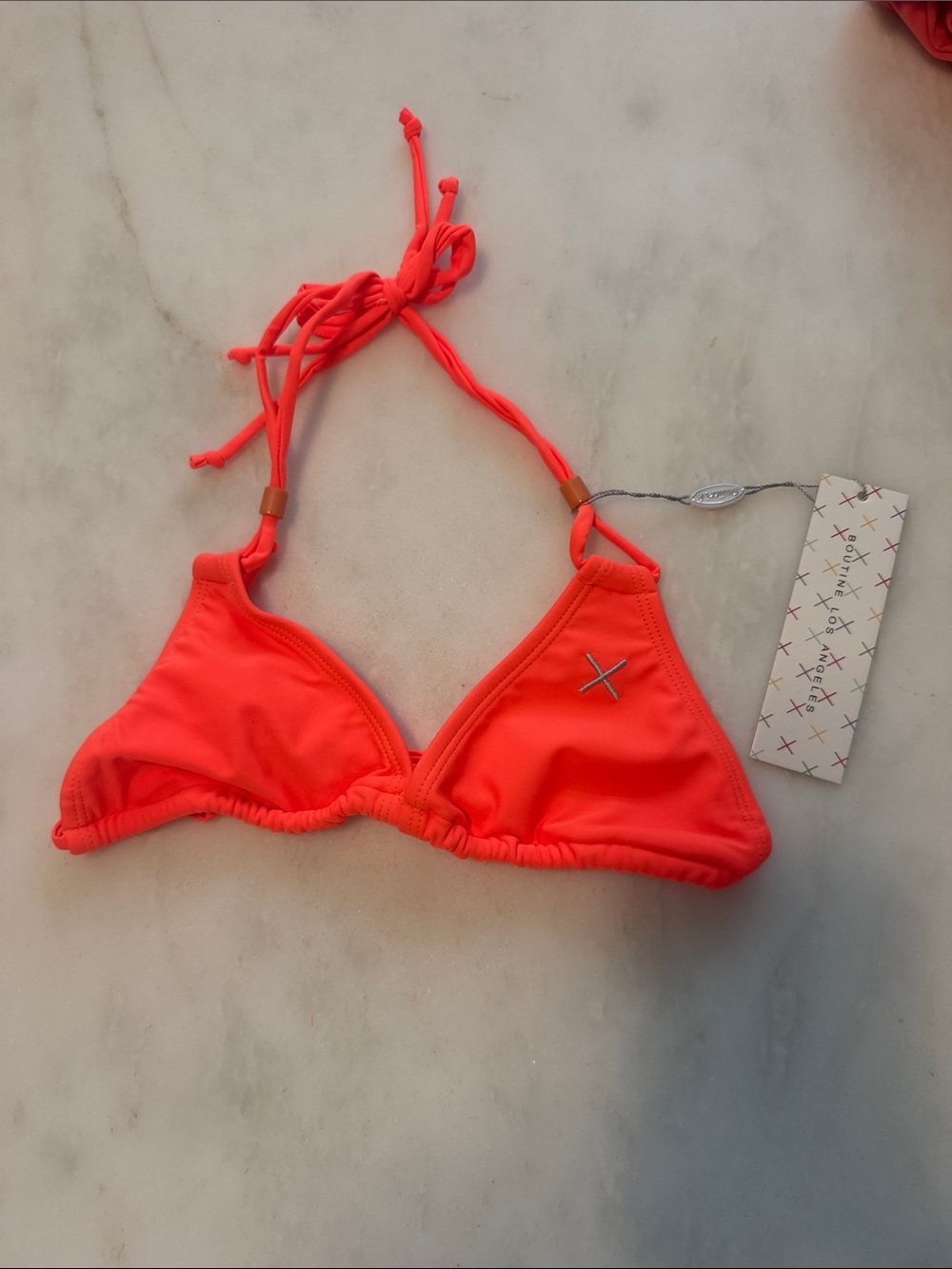Boutine LA wild orange Triangle Bikini Top - Logo Accent